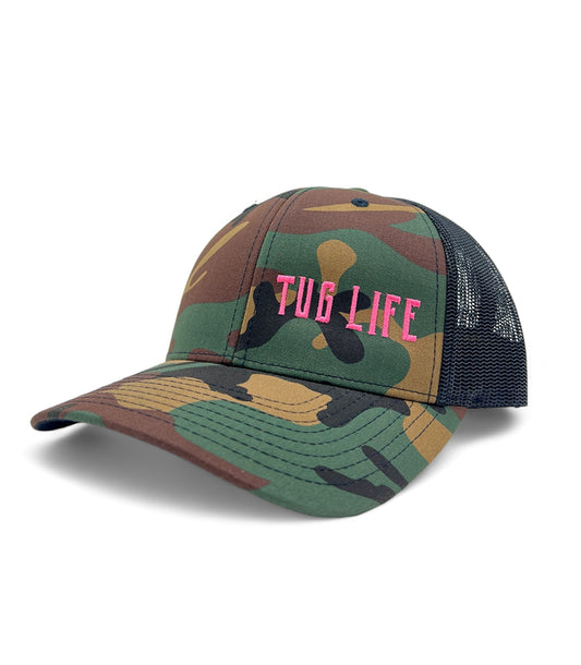 Pink/camo trucker snapback