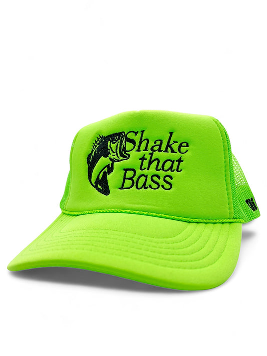 “Shake that bass” neon green trucker foam SnapBack