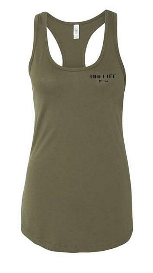 Military green racerback tank