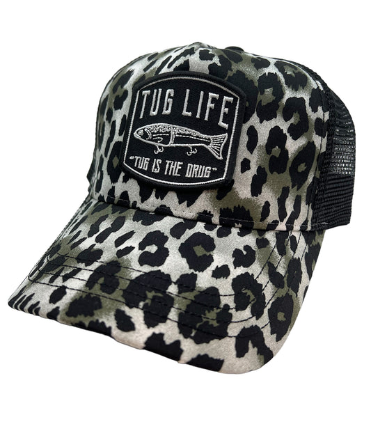 Grey leopard Glide bait trucker snapback